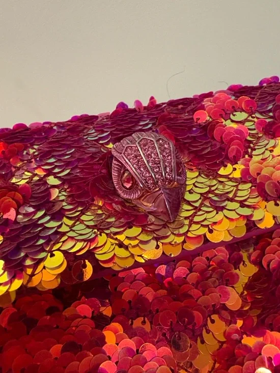 Kurt Geiger Pink and Gold Sequin Chain Crossbody Bag - Picture 4 of 16